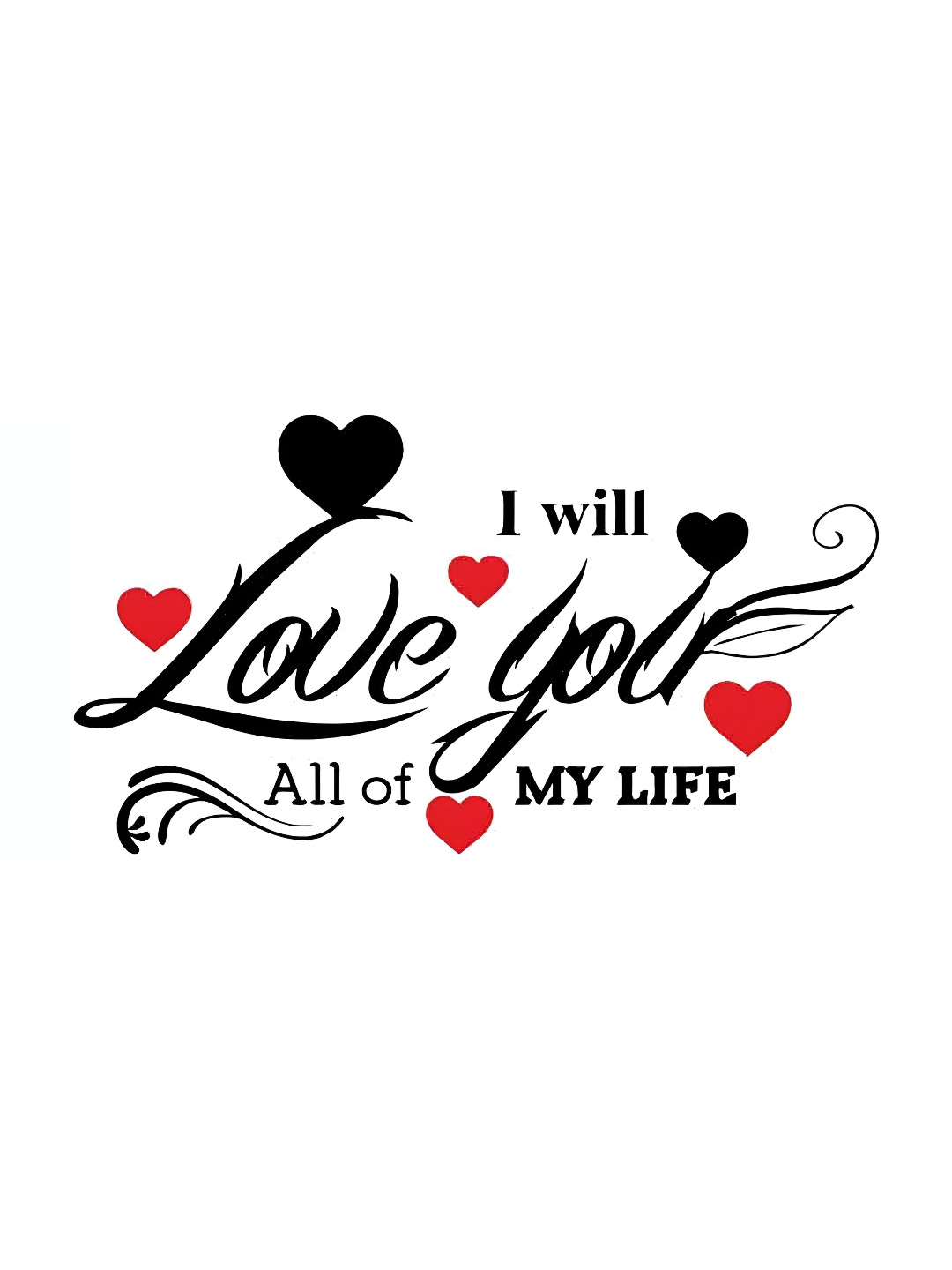 Wallpics Black & Red Love Quote Printed Water Resistant Wall Sticker