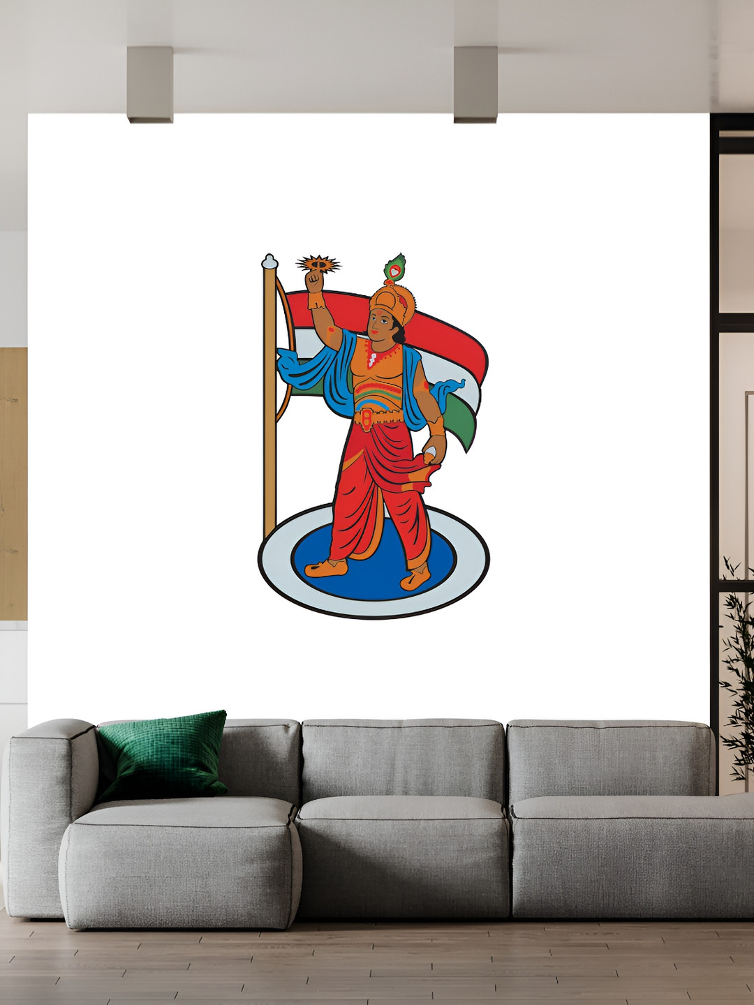 Wallpics Brown & Red Lord Krishna Printed Water Resistant Wall Sticker