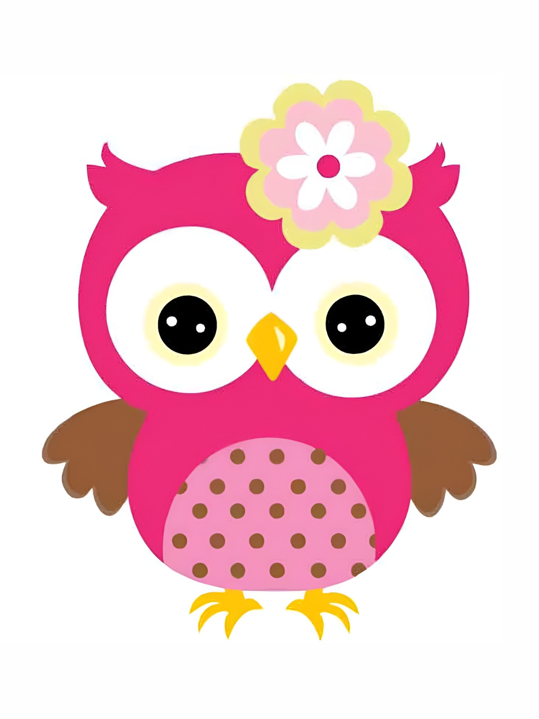 Wallpics Pink & White Owl Printed Water Resistant Wall Sticker