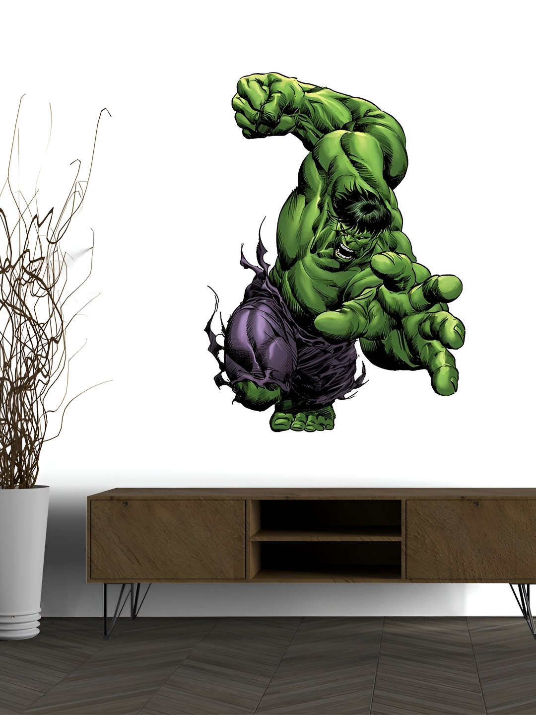 Wallpics Green & Purple Hulk Printed Water Resistant Wall Sticker