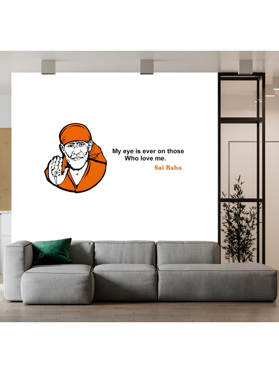 Wallpics Black & Orange Colored Printed Waterproof Self-Adhesive Wall Sticker