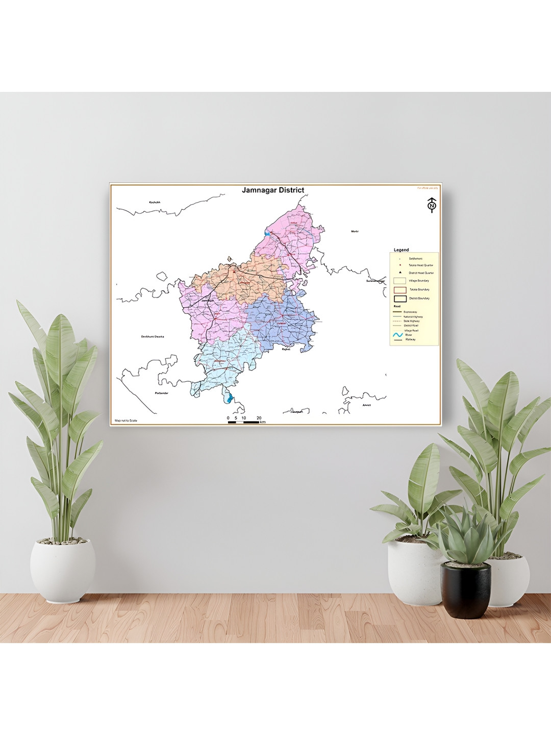 Wallpics White & Pink Jamnagar District Map Water Resistant Wall Sticker