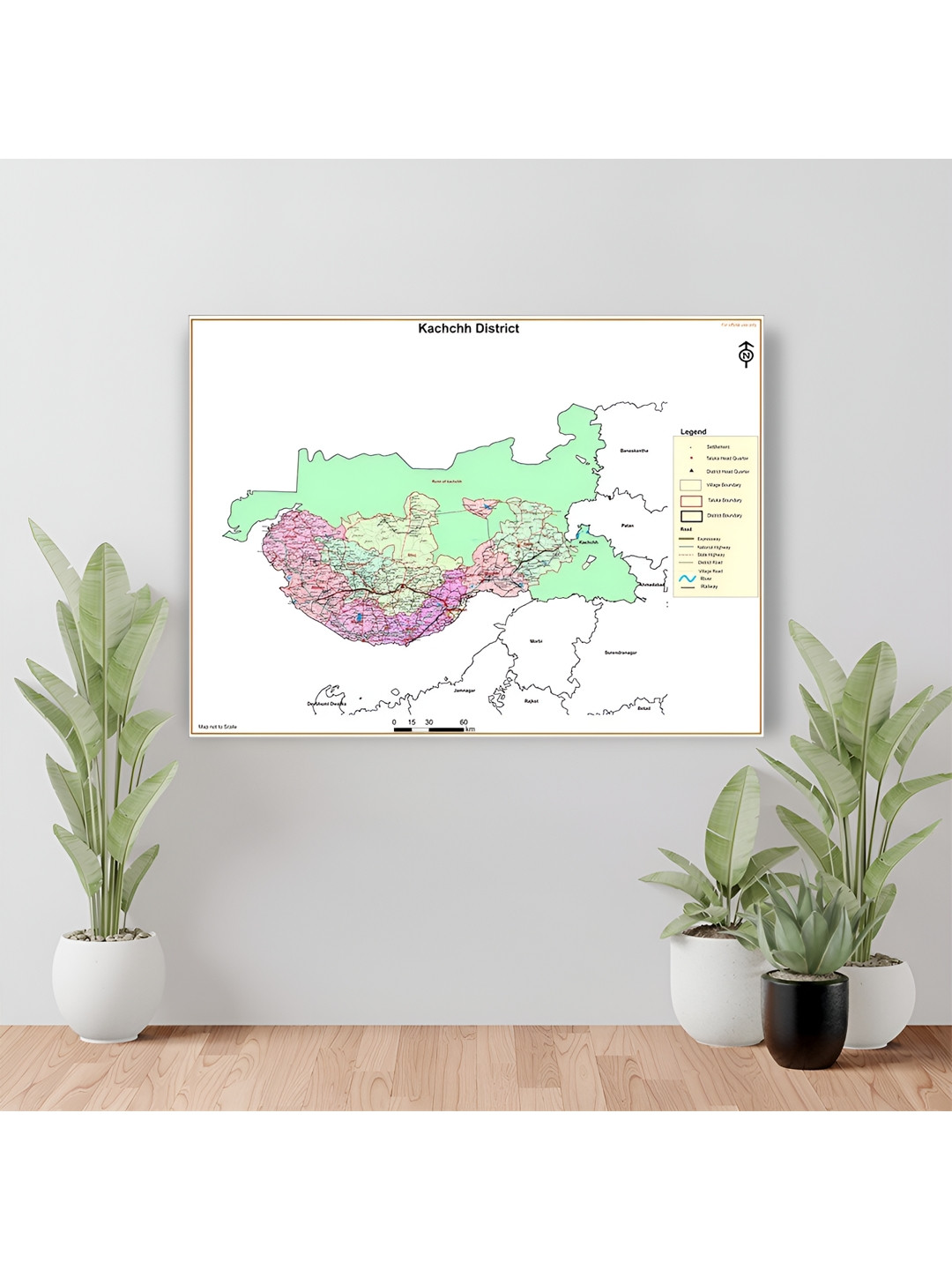 Wallpics White & Green Kachchh District Map Water Resistant Wall Sticker