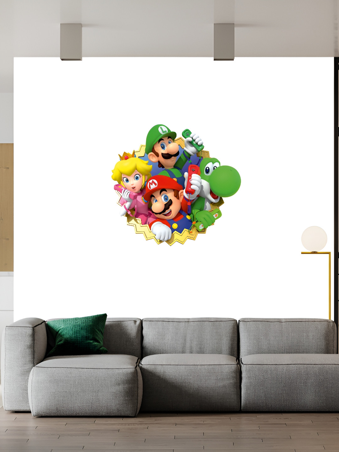 Wallpics Green & Yellow Mario Brothers Printed Waterproof Self-Adhesive Wall Sticker