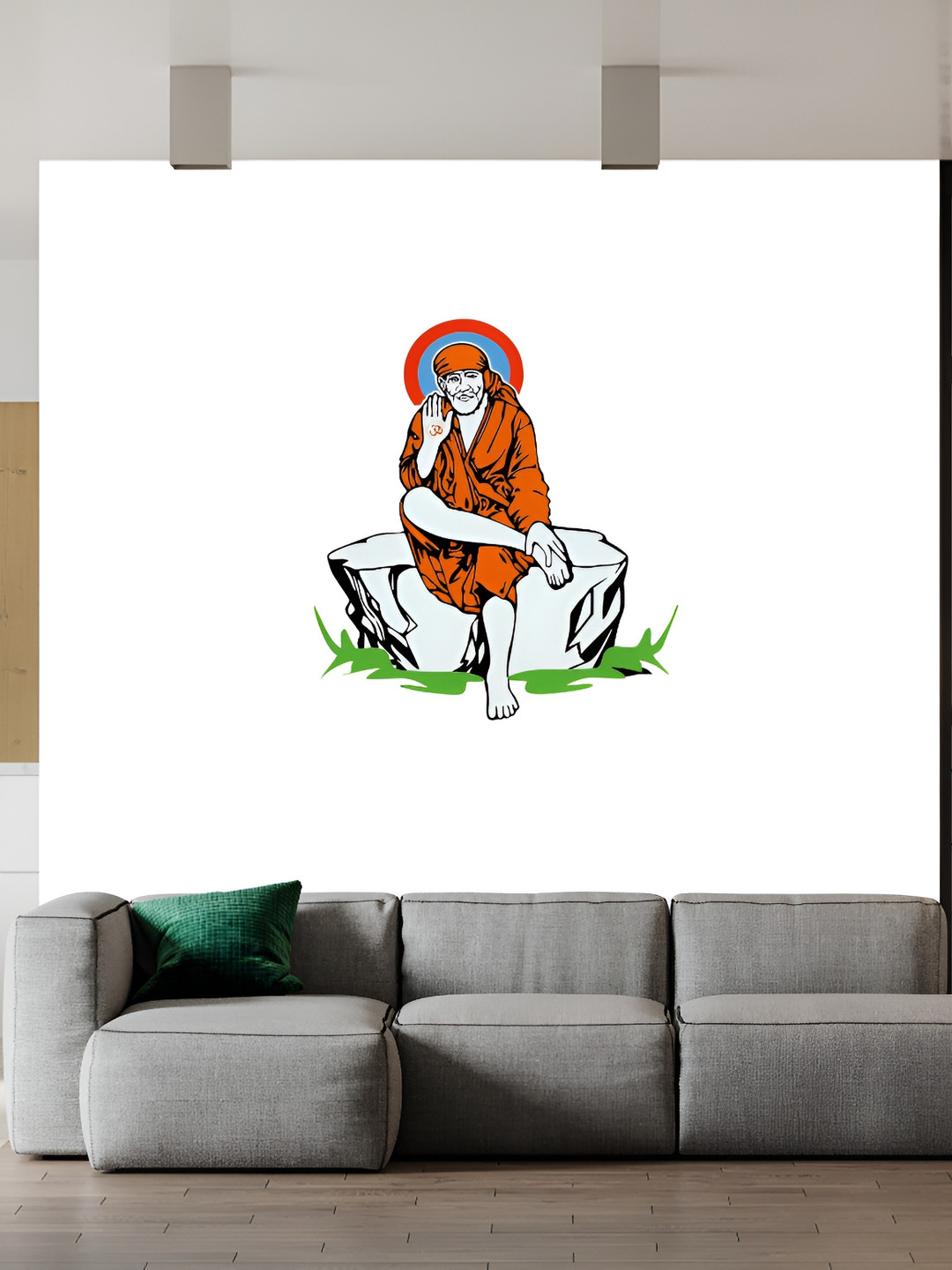 Wallpics Black & Orange Colored Printed Waterproof Self-Adhesive Wall Sticker