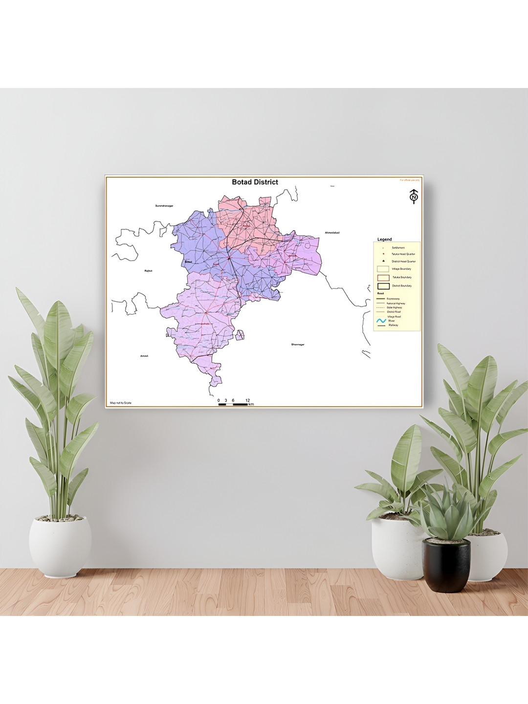 Wallpics White & Purple Botad District Map Water Resistant Wall Sticker