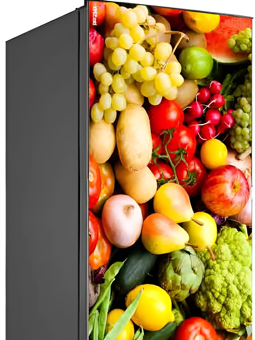 Wallpics Yellow & Green Fruits Printed Water Resistant Fridge Sticker