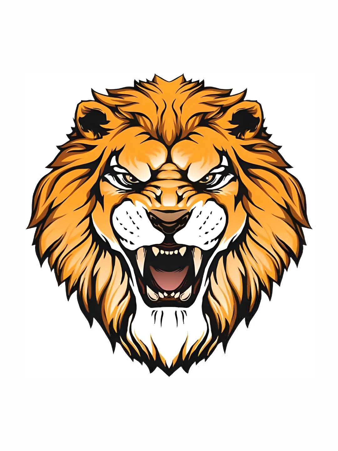 Wallpics Orange & Black Lion Printed Water Resistant Wall Sticker