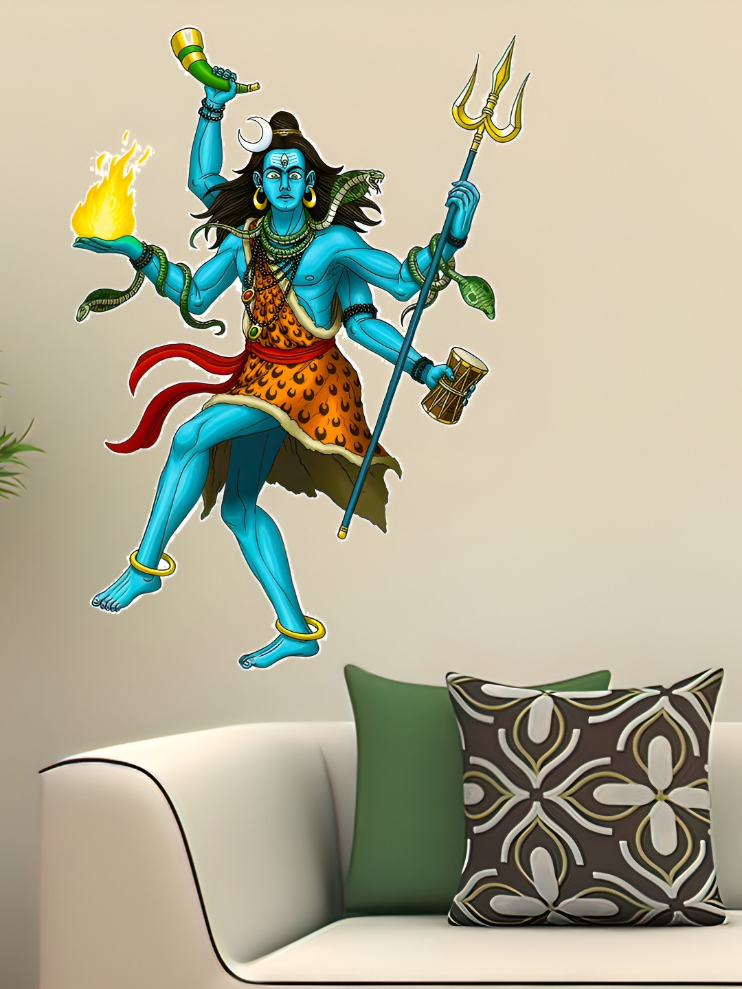 Wallpics Blue Lord Shiva Printed Waterproof Wall Sticker