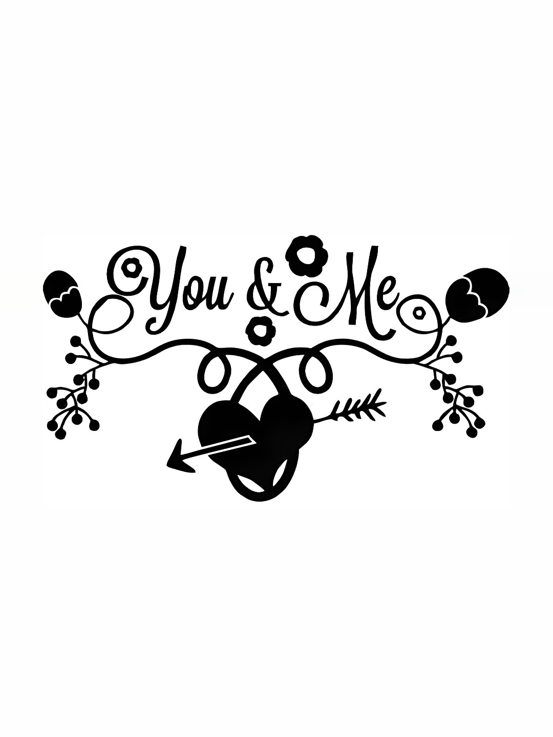 Wallpics White & Black You & Me Printed Waterproof Wall Sticker