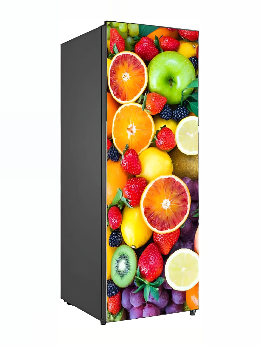 Wallpics Orange & Yellow Fruits Printed Waterproof Fridge Sticker