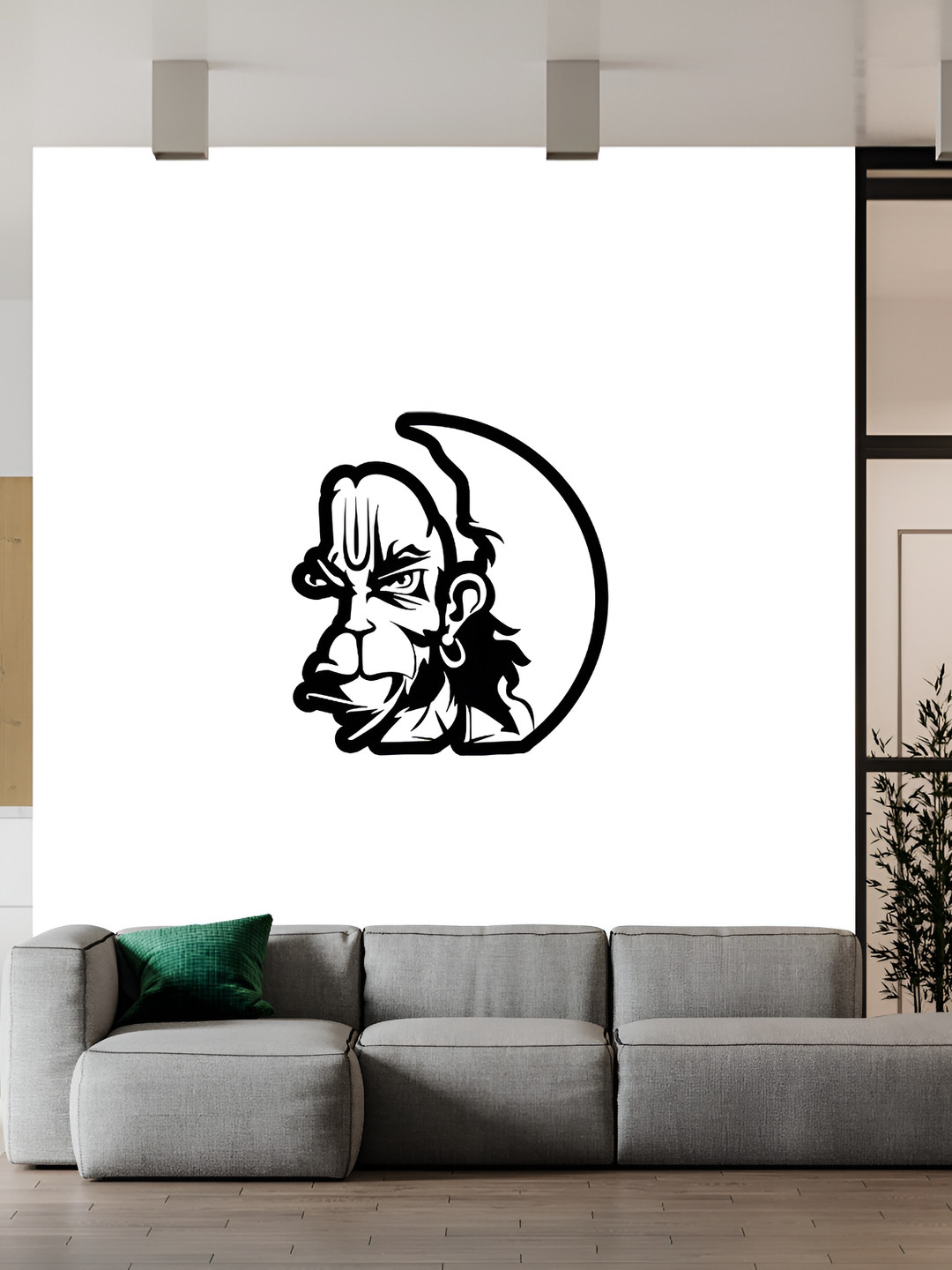 Wallpics Black Lord Hanuman JI Printed Religious Waterproof Wall Sticker