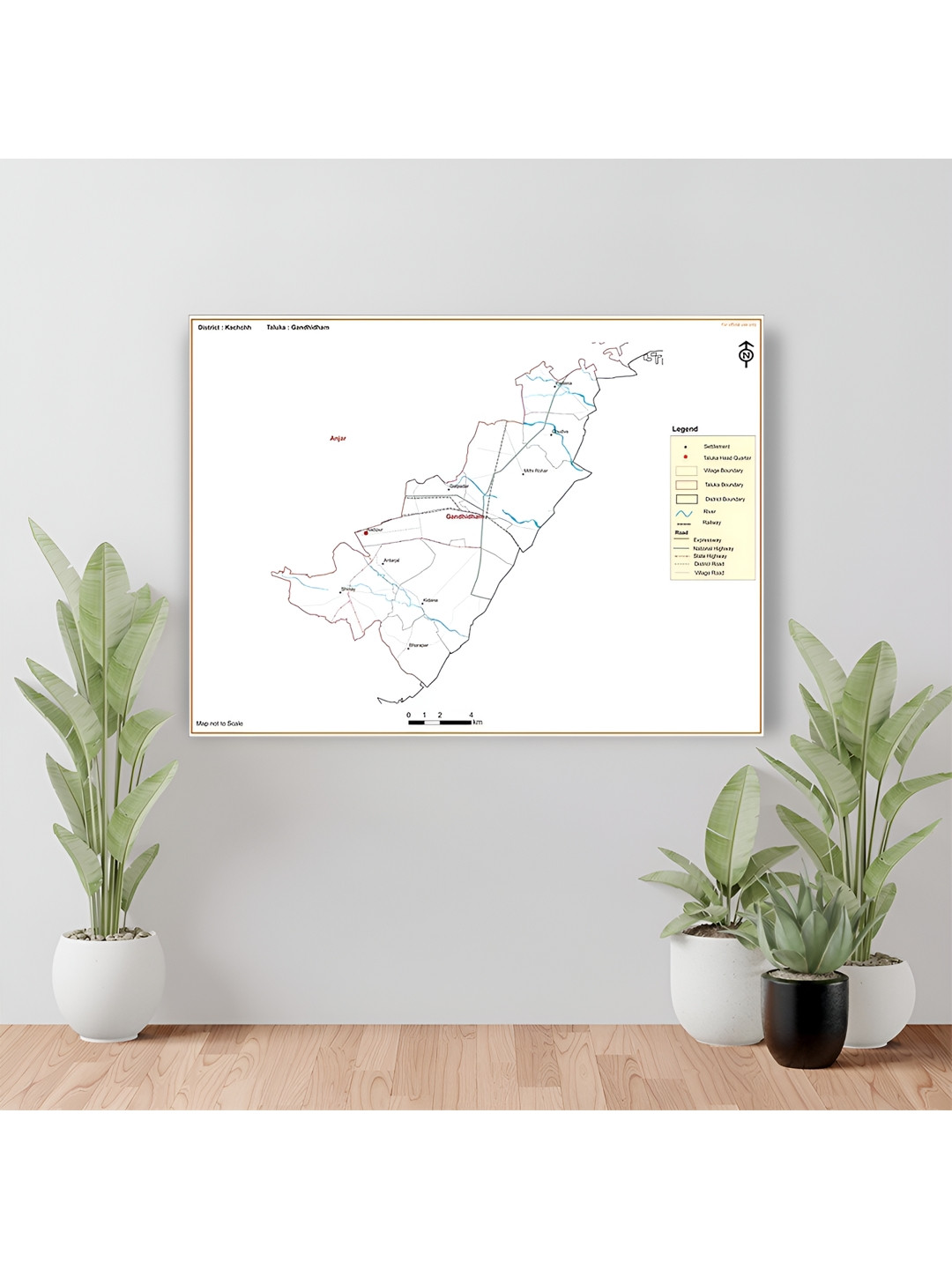 Wallpics White Gandhidham Taluk Map Printed Water-Proof Wall Sticker