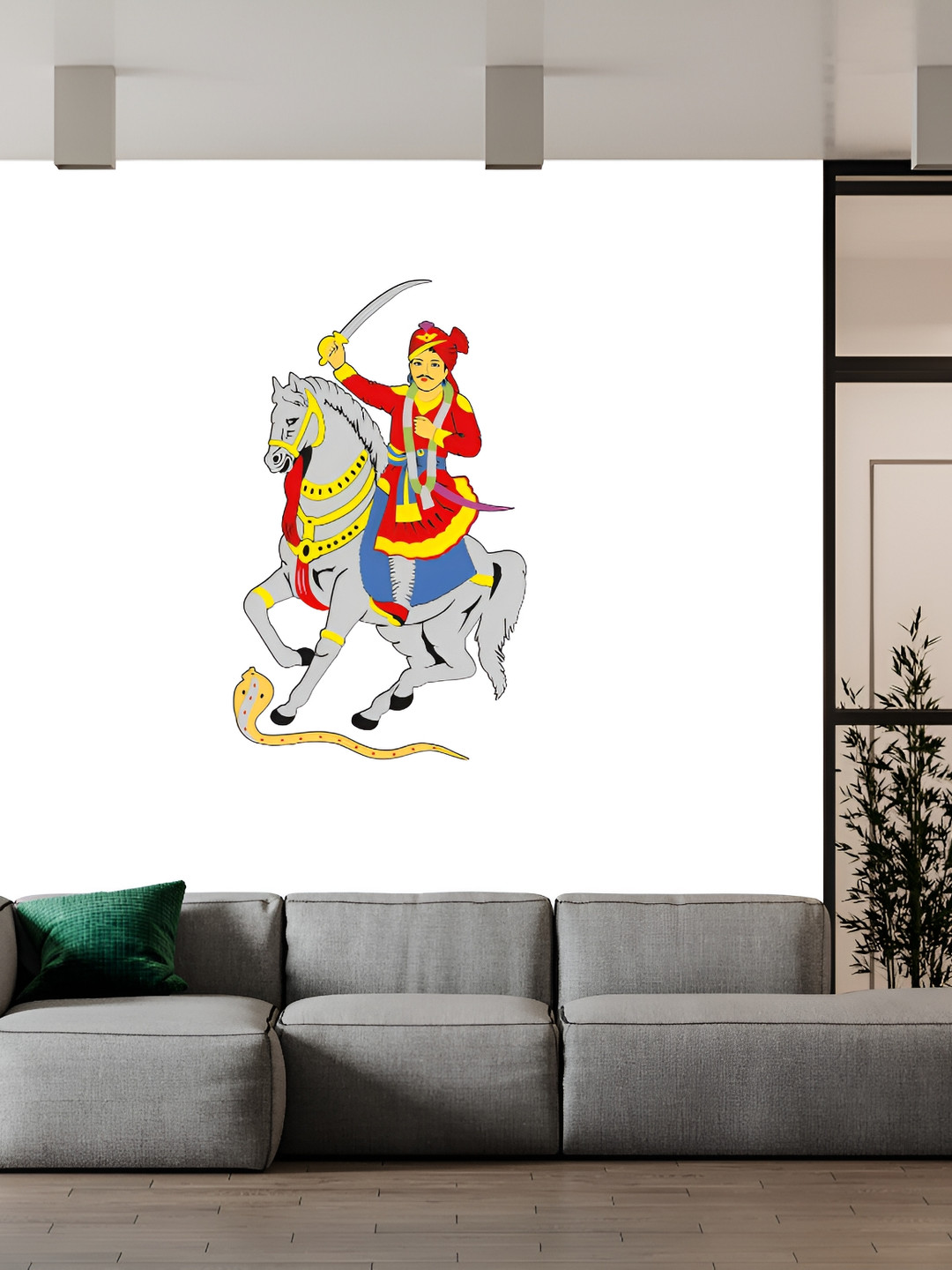 Wallpics White & Red Bhathiji Maharaj Printed Waterproof Wall Sticker