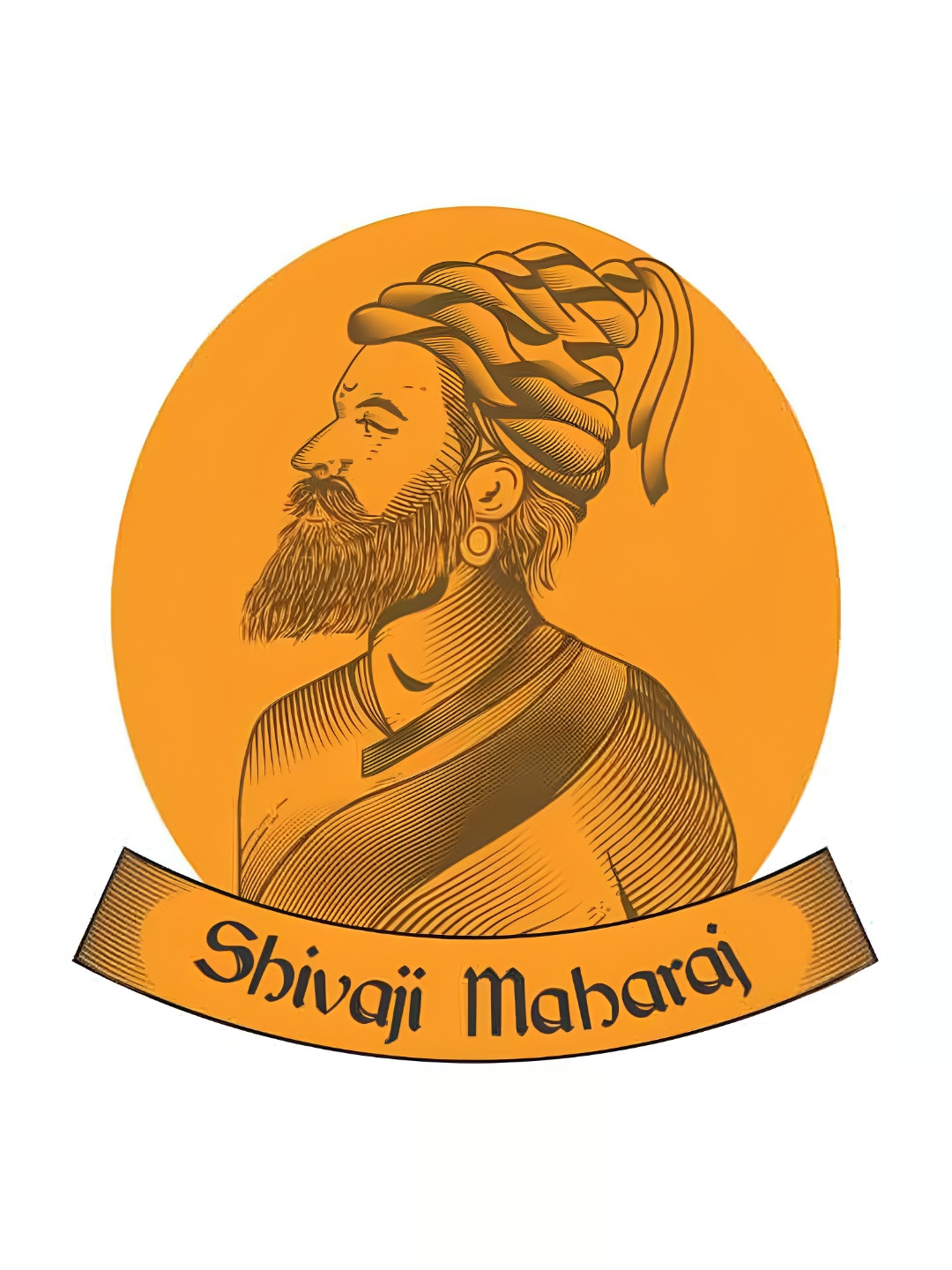 Wallpics Orange & Black Chatrapathi Shivaji Printed Waterproof Wall Sticker
