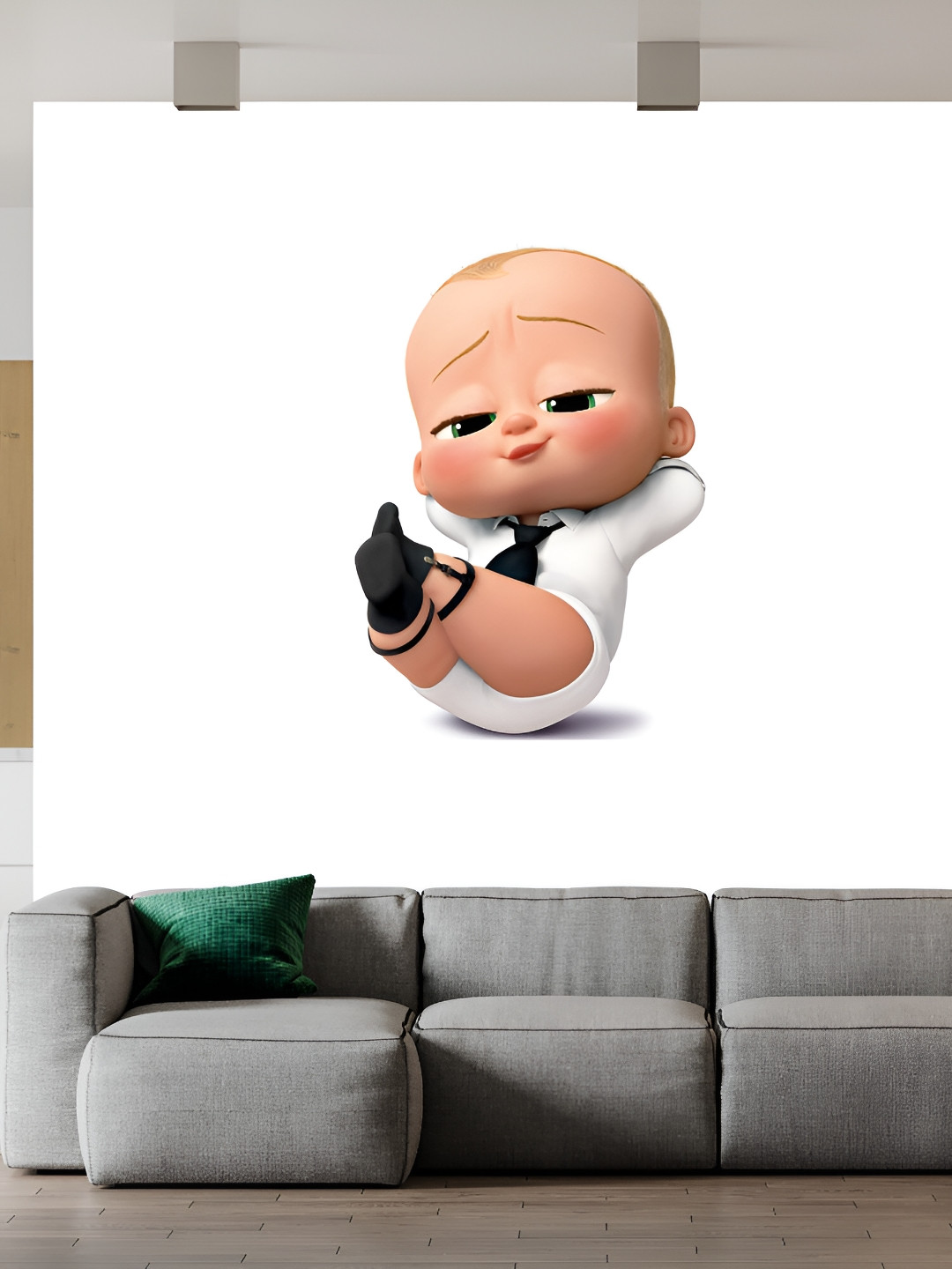 Wallpics White & Beige Baby Boss Printed Waterproof Wall Sticker