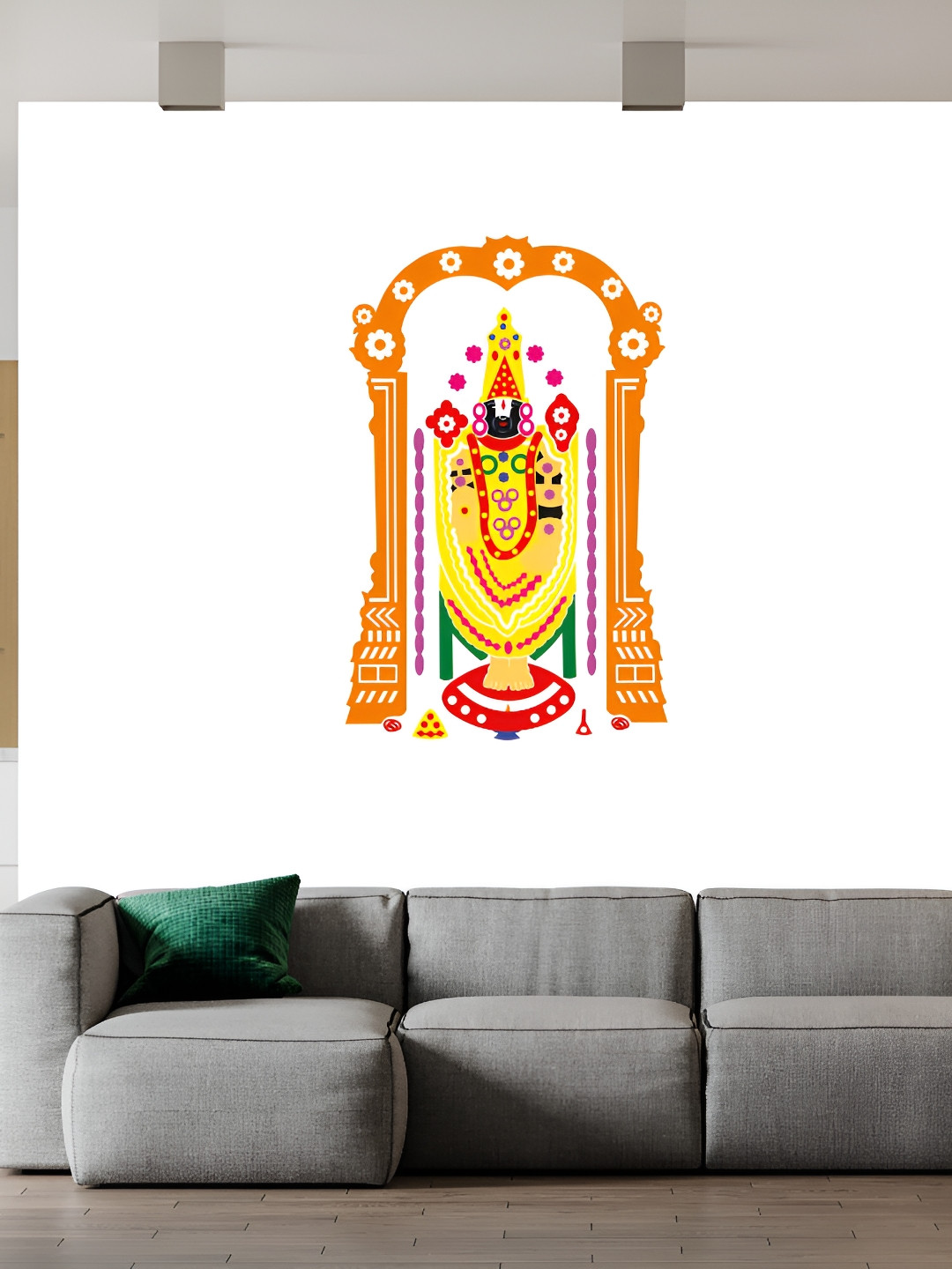 Wallpics Orange & Yellow Printed Waterproof Vinyl Wall Sticker