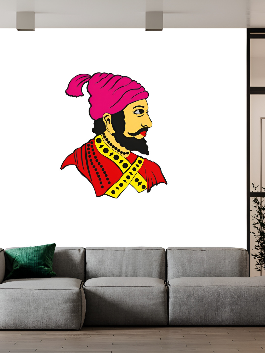 Wallpics Red & Yellow Shiva ji Printed Water-Proof Wall Sticker