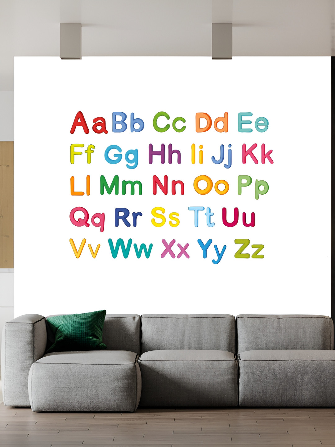 Wallpics White & Red Alphabet Printed Waterproof Wall Sticker