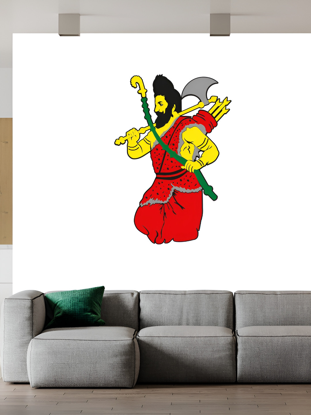 Wallpics Red & Yellow Parashuram Printed Waterproof Wall Sticker