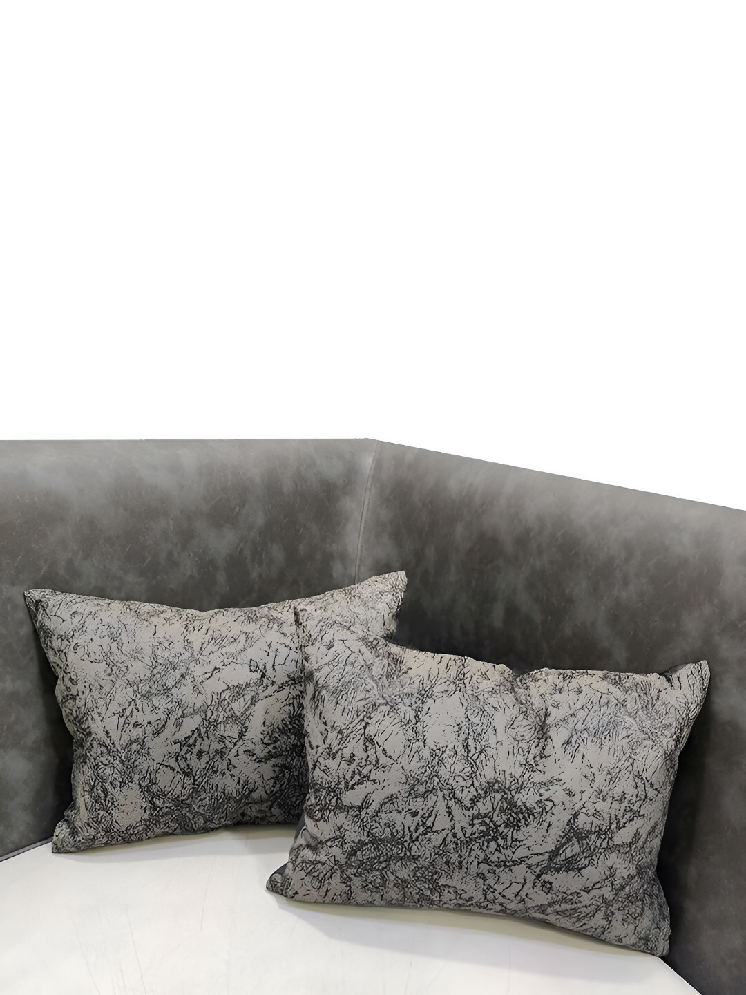 Good Vibes Self-Design Grey Abstract Jacquard 2 Pcs Rectangle Cushion Covers -12x18In