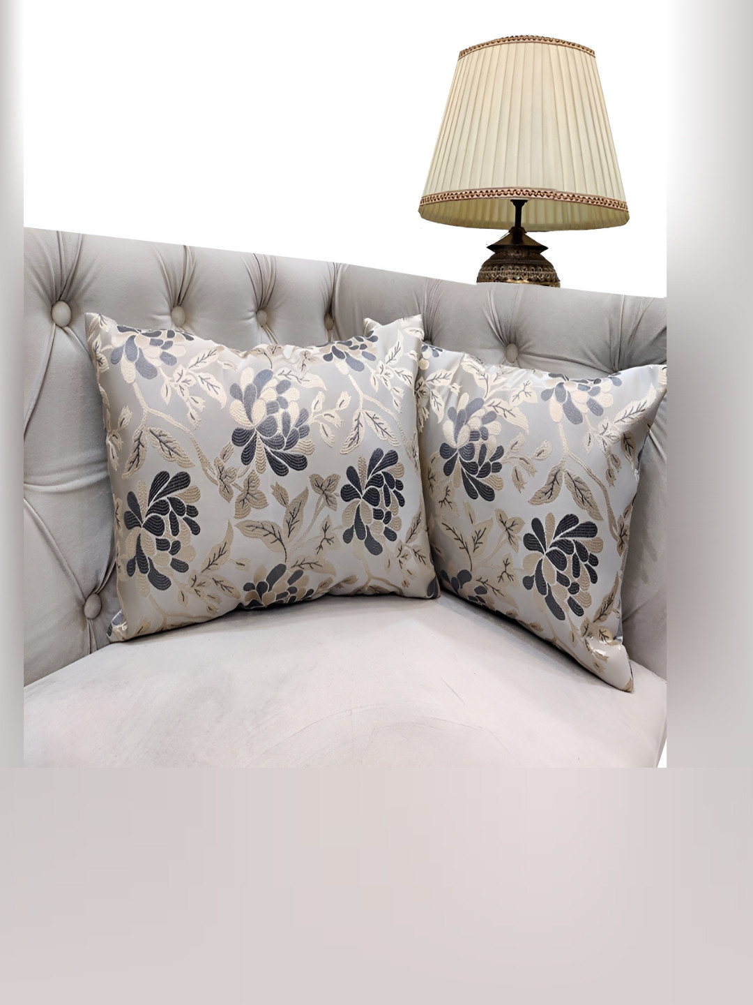 Good Vibes Self Cushiom Floral Jacquard Washable 2 Pcs Cushion Covers - 11.8 x 17.7 In