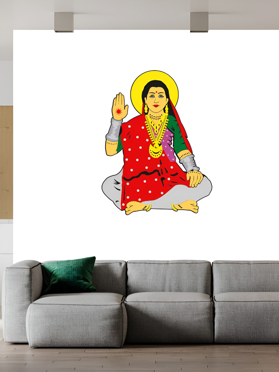 Wallpics Red & Grey Goddess Printed Waterproof Wall Sticker