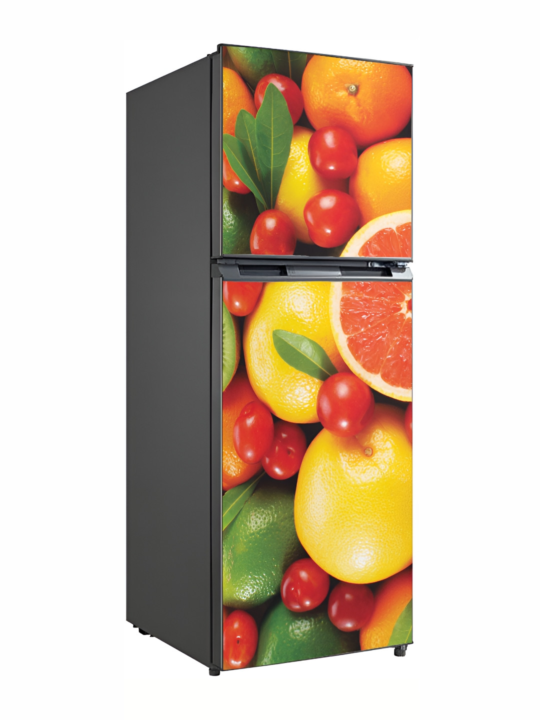 Wallpics Red & Yellow Printed Waterproof Vinyl Fridge Sticker