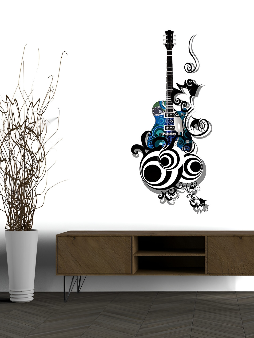 Wallpics Black & Grey Printed Waterproof Vinyl Wall Sticker