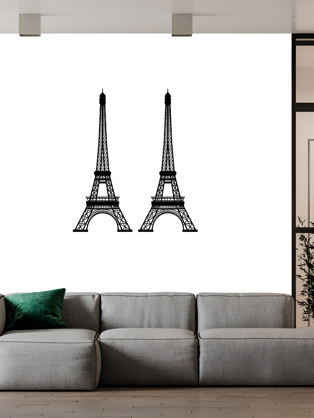Wallpics Black & White Eiffel Tower Printed Water Resistant Wall Sticker