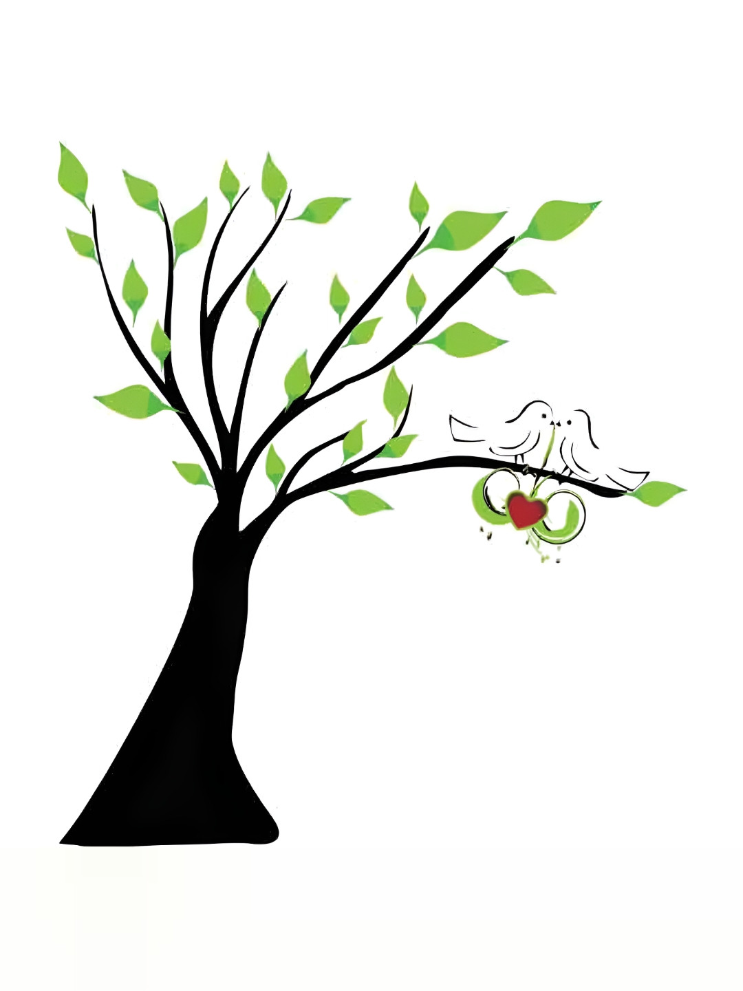 Wallpics Black & Green Tree Printed Waterproof Wall Sticker