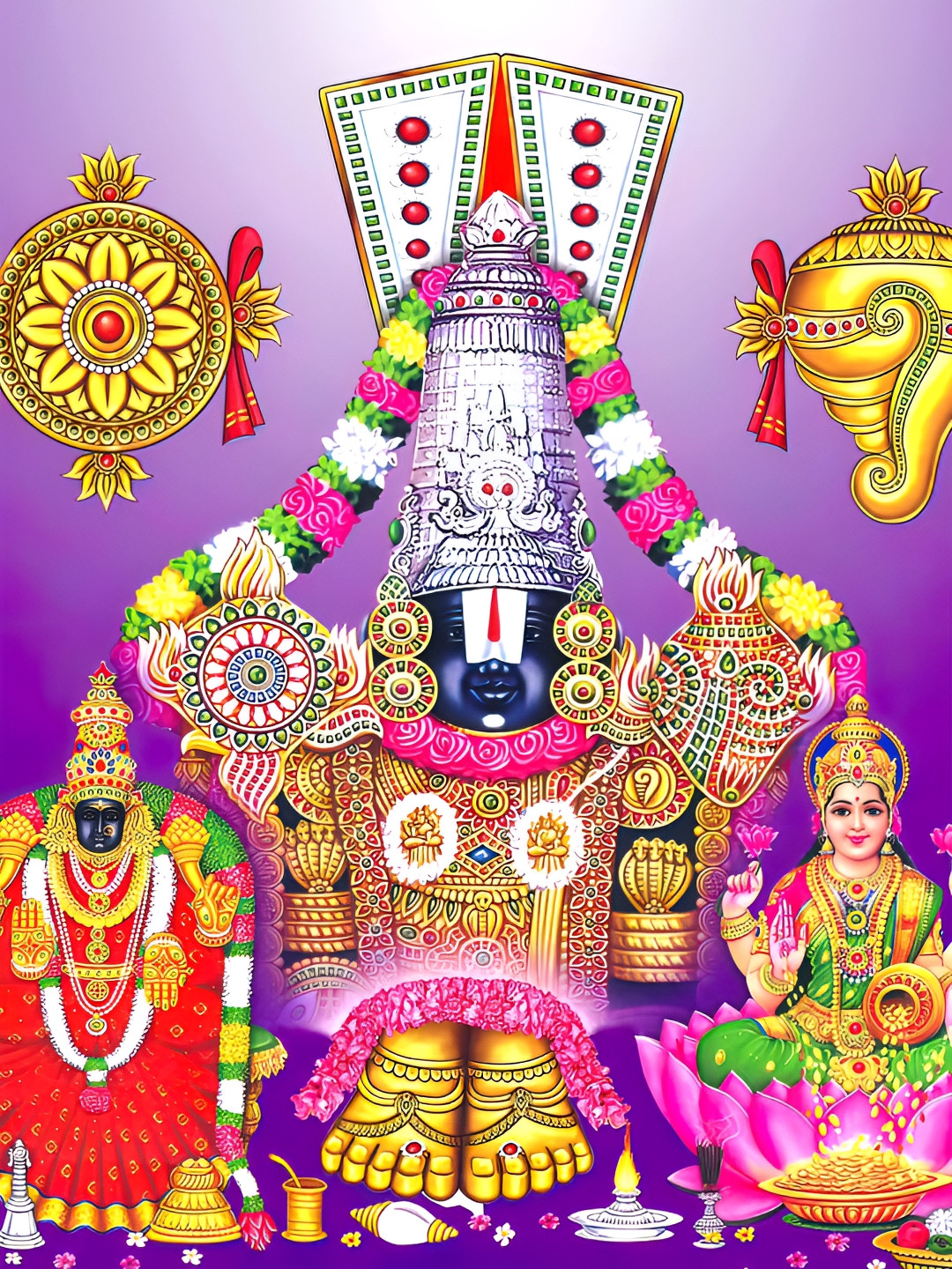 Wallpics Purple & Brown Lord Venkateswara Printed Water Resistant Wall Sticker