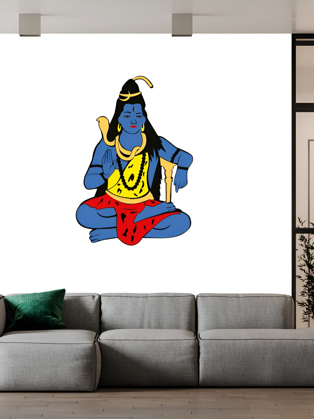 Wallpics Yellow & Blue Shivji Printed Waterproof Self-Adhesive Wall Sticker