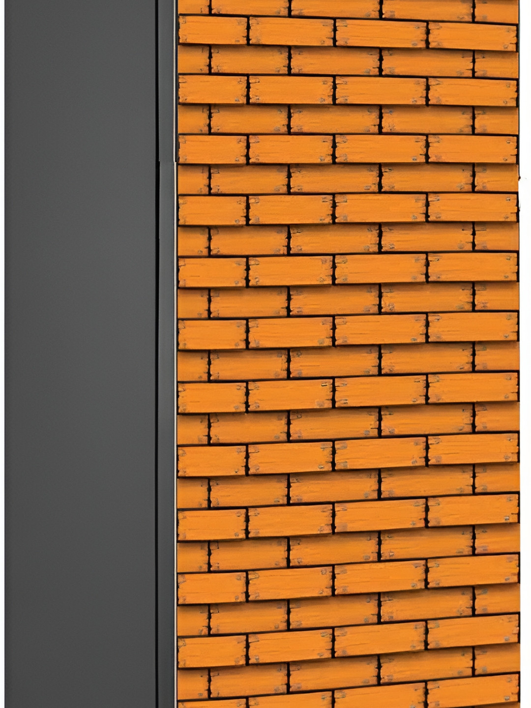 Wallpics Orange-Colored & Black Printed Waterproof Fridge Sticker