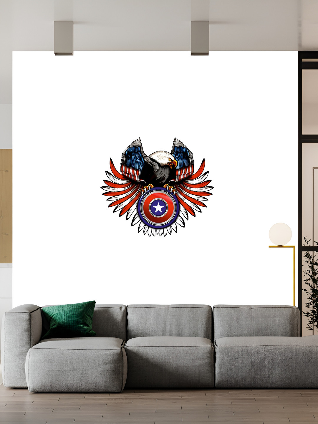 Wallpics Red & Avengers White Printed Waterproof Wall Sticker
