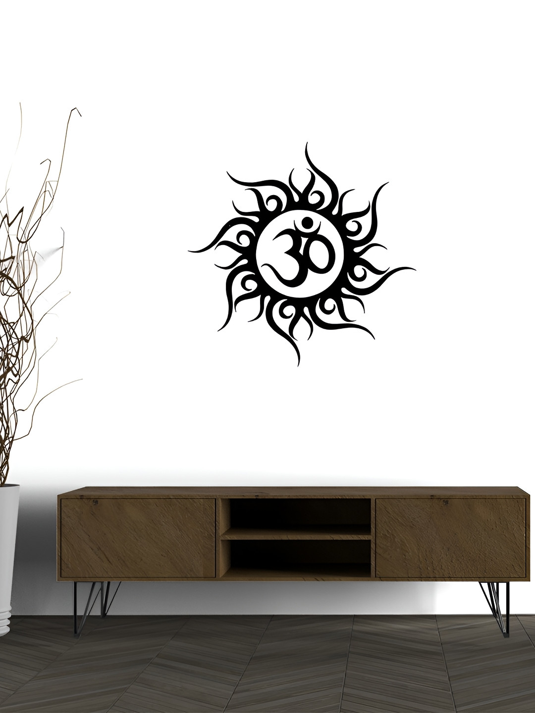 Wallpics Black Om Design Printed Water Resistant Wall Sticker
