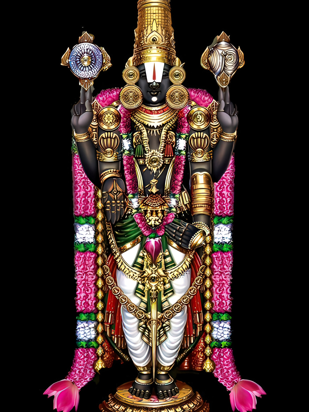 Wallpics Pink & Black Lord Balaji Printed Waterproof Wall Sticker