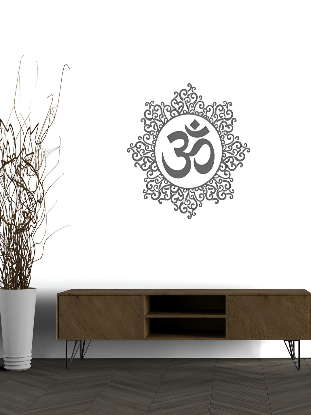 Wallpics Black Om Design Printed Water Resistant Wall Sticker