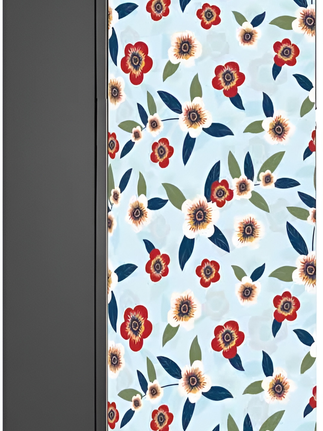 Wallpics Blue & Red Printed Waterproof Vinyl Fridge Sticker