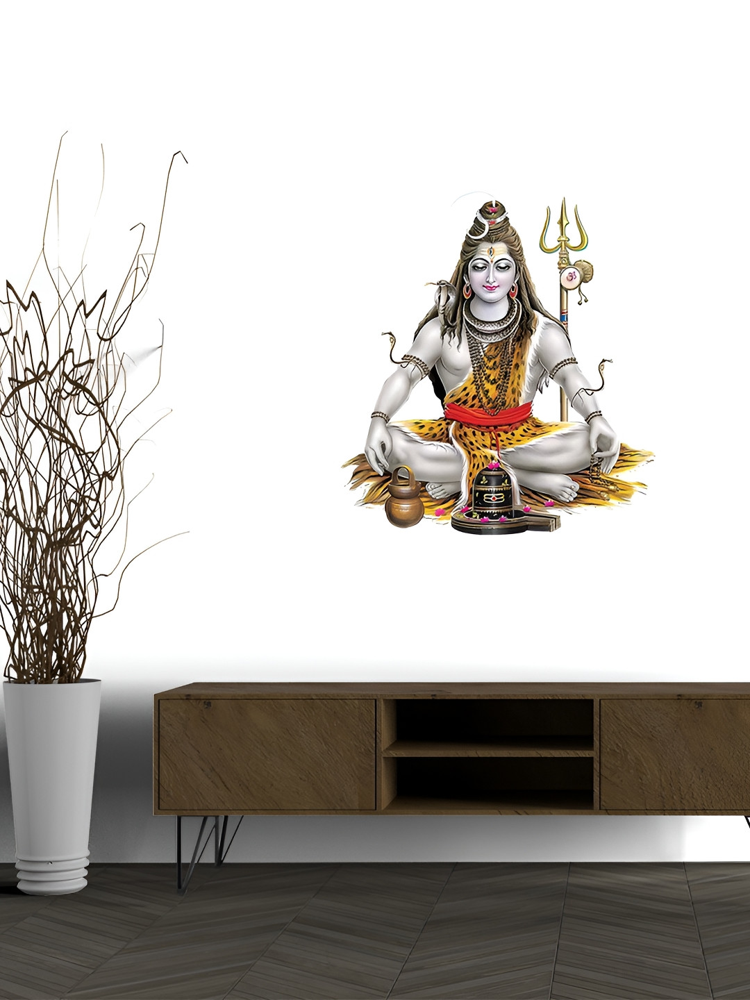 Wallpics Grey & Yellow Printed Waterproof Vinyl Wall Sticker