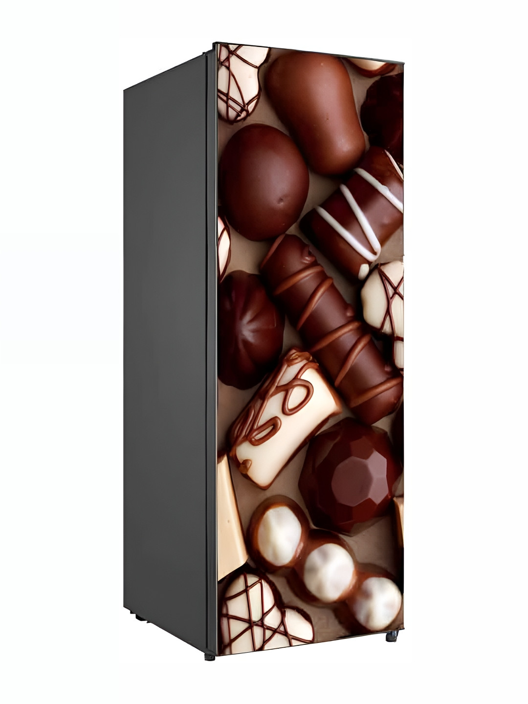 Wallpics Brown & Cream-Colored Printed Waterproof Fridge Sticker