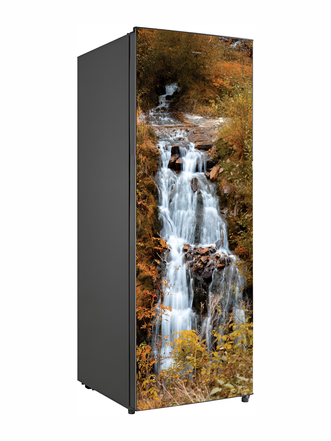 Wallpics Brown & White Waterfalls Printed Water Resistant Fridge Sticker