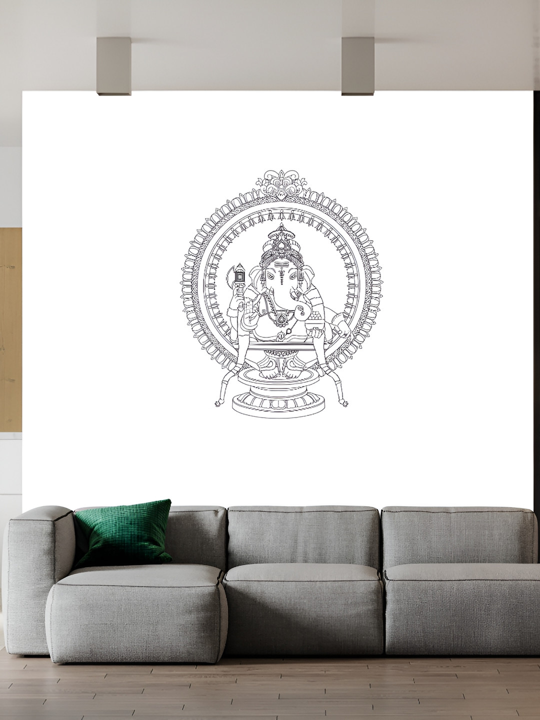 Wallpics Black Lord Ganesh Printed Water Resistant Wall Sticker