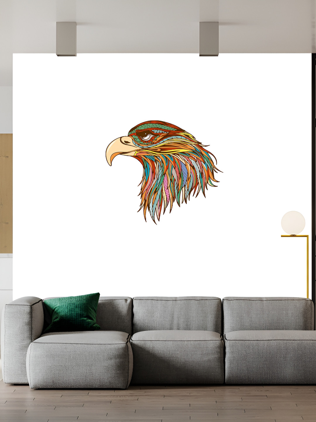 Wallpics White & Red Eagle Printed Waterproof Wall Sticker