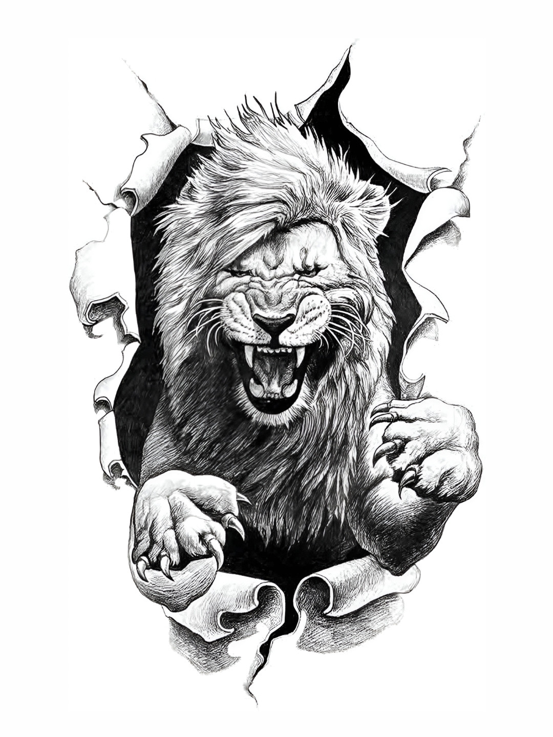 Wallpics Black & Grey Lion Printed Water Resistant Wall Sticker