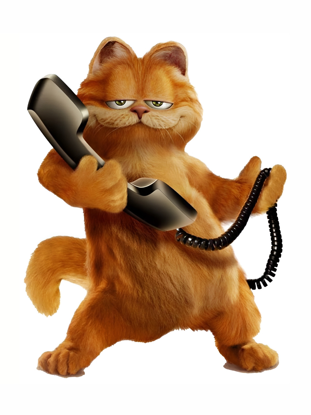 Wallpics Brown & Grey Garfield on the Phone Printed Water Resistant Wall Sticker