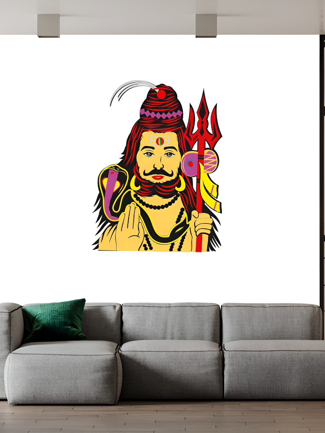 Wallpics Black & Beige Shivji Printed Waterproof Wall Sticker