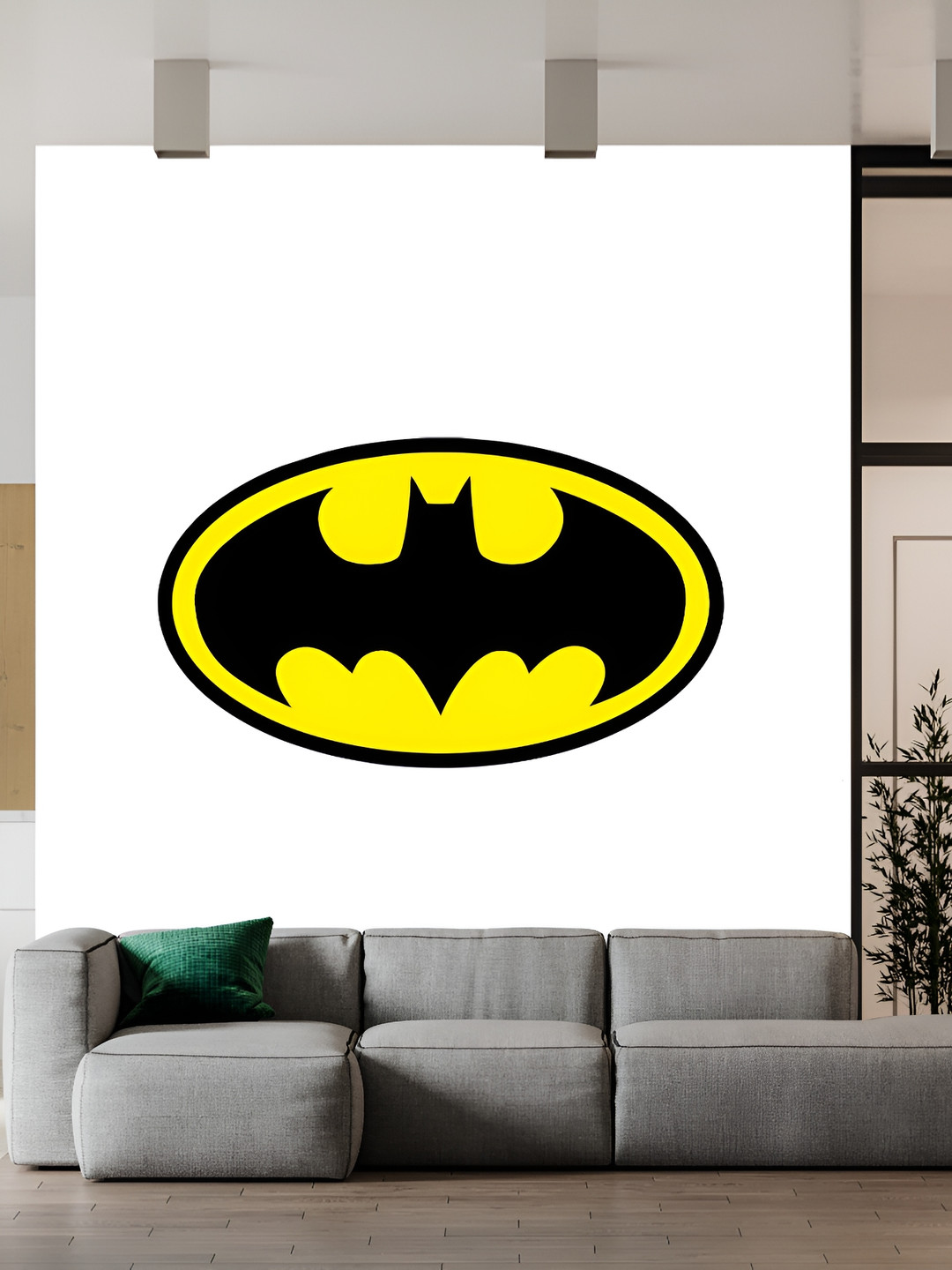 Wallpics White & Black Batman Printed Waterproof Wall Sticker