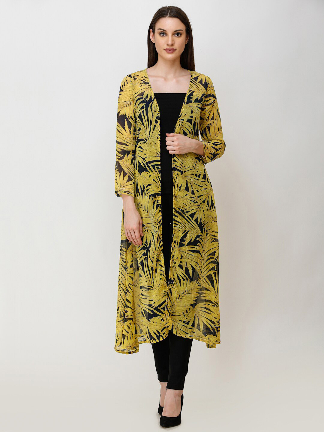 MINOS Tropical Printed Longline Open Front Shrug
