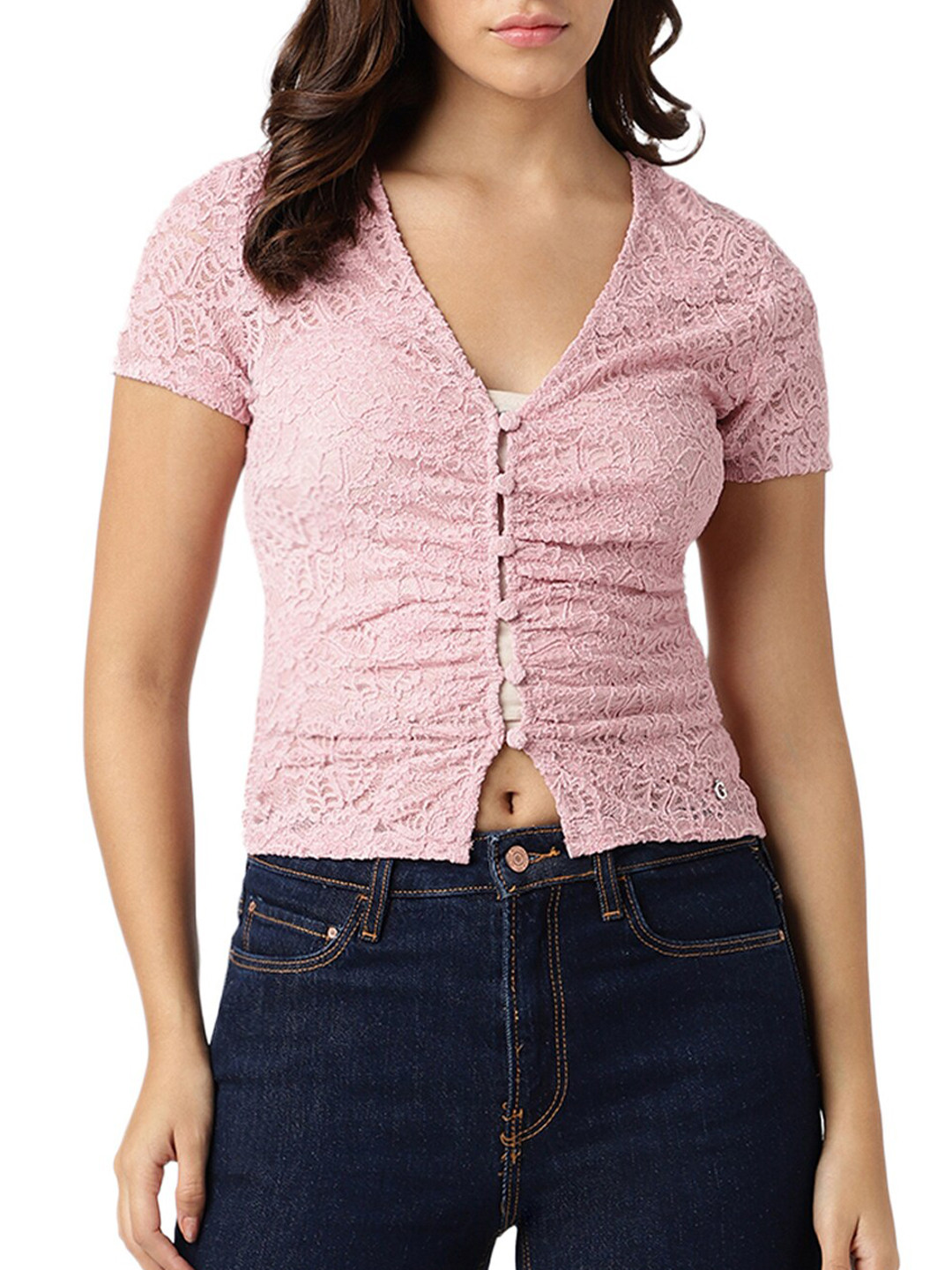 GUESS Self Design Ruched Top